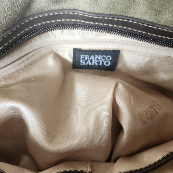 Franco Sarto Green and Brown Shoulder Bag with Gold Accent Vintage Boho Design - Picture 4 of 13